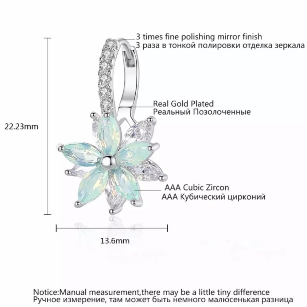 NEW!💙💎GORGEOUS! ROYAL BLUE FLOWER! CZ DROPS!💎💙 - Picture 5 of 8